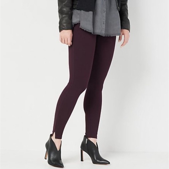 Spanx Ankle Length Ponte Hem Slit Leggings brandywine | size medium - Picture 7 of 10